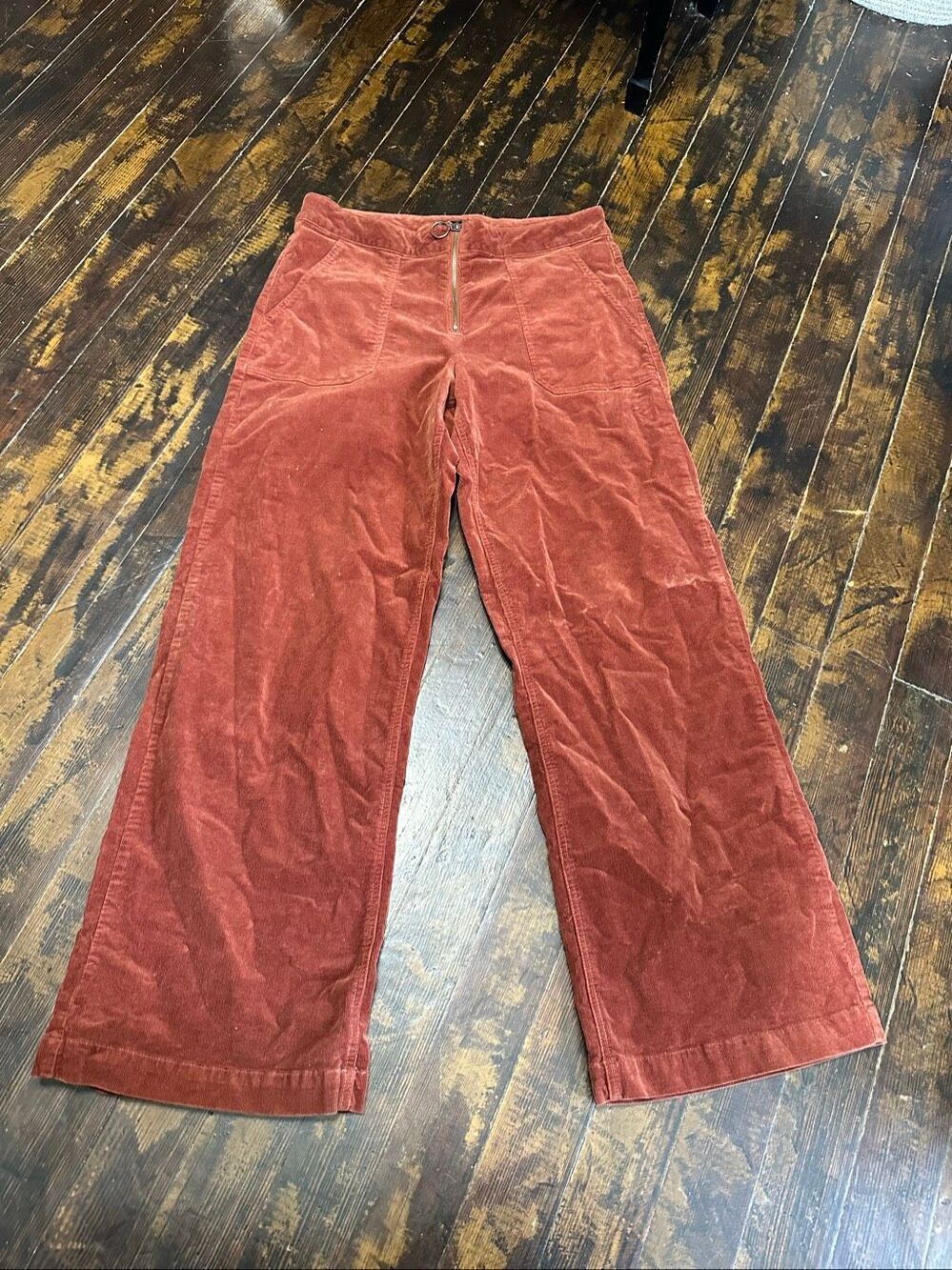 Long Tall Sally rust corduroy high waist 12 wide leg pants